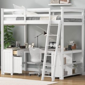 Full Size Loft Bed with U-shaped Desk, Drawers and Storage Shelves 27 Full Size Loft Bed with U-shaped Desk, Drawers and Storage Shelves