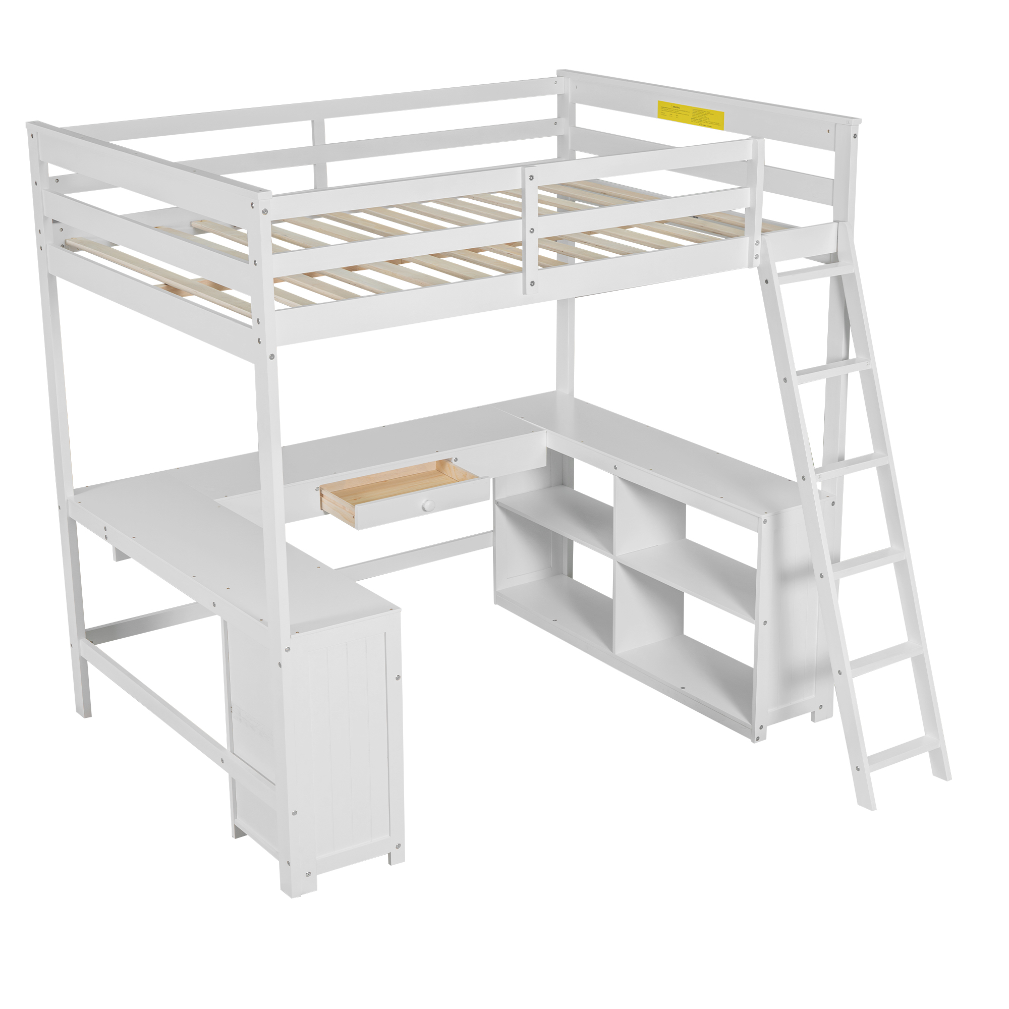 Full Size Loft Bed with U-shaped Desk, Drawers and Storage Shelves 20 Full Size Loft Bed with U-shaped Desk, Drawers and Storage Shelves