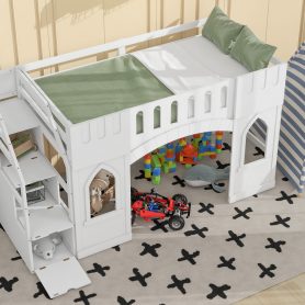 Twin Size Loft Bed with Storage Staircase and Window 24 Twin Size Loft Bed with Storage Staircase and Window