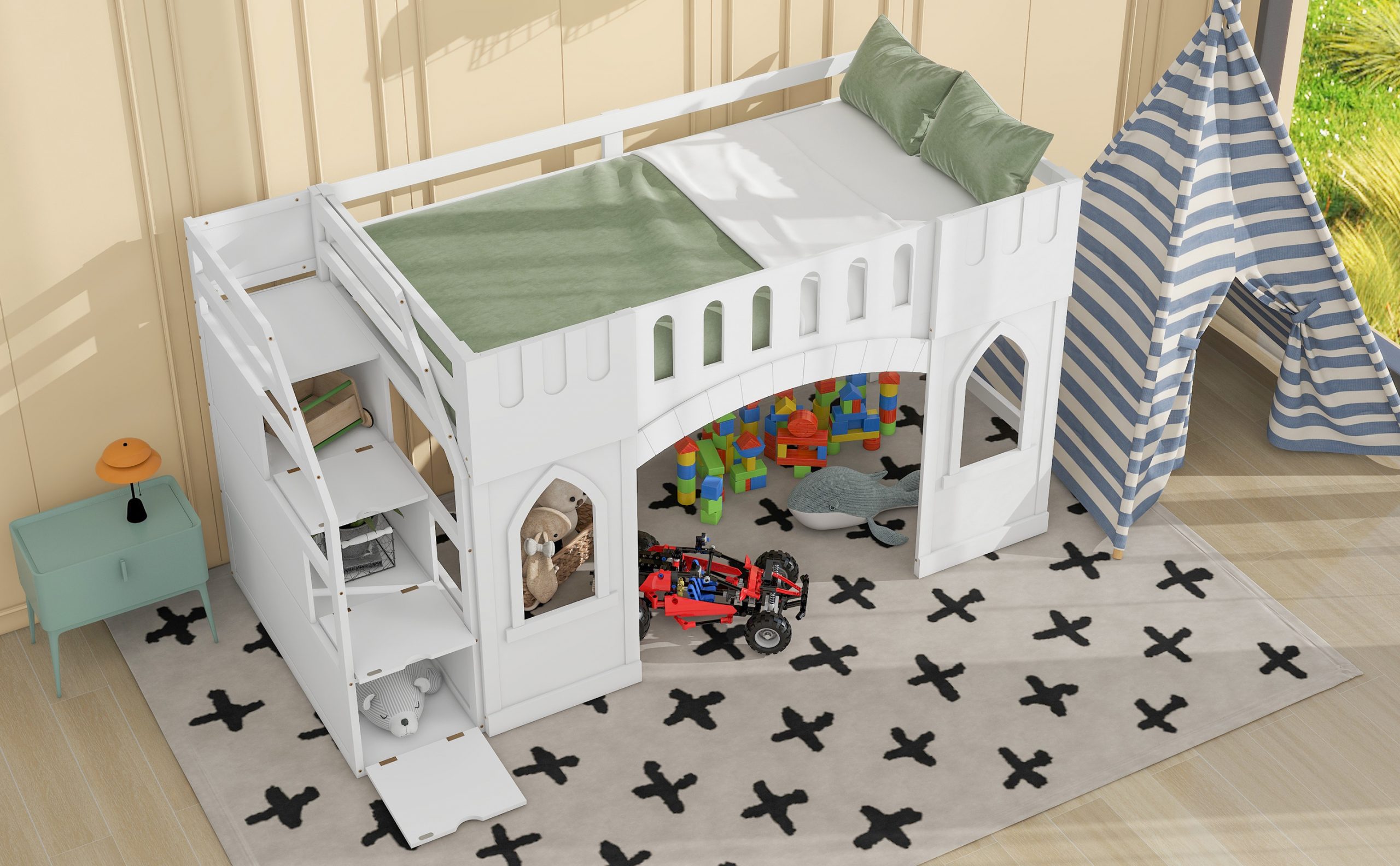 Twin Size Loft Bed with Storage Staircase and Window 8 Twin Size Loft Bed with Storage Staircase and Window