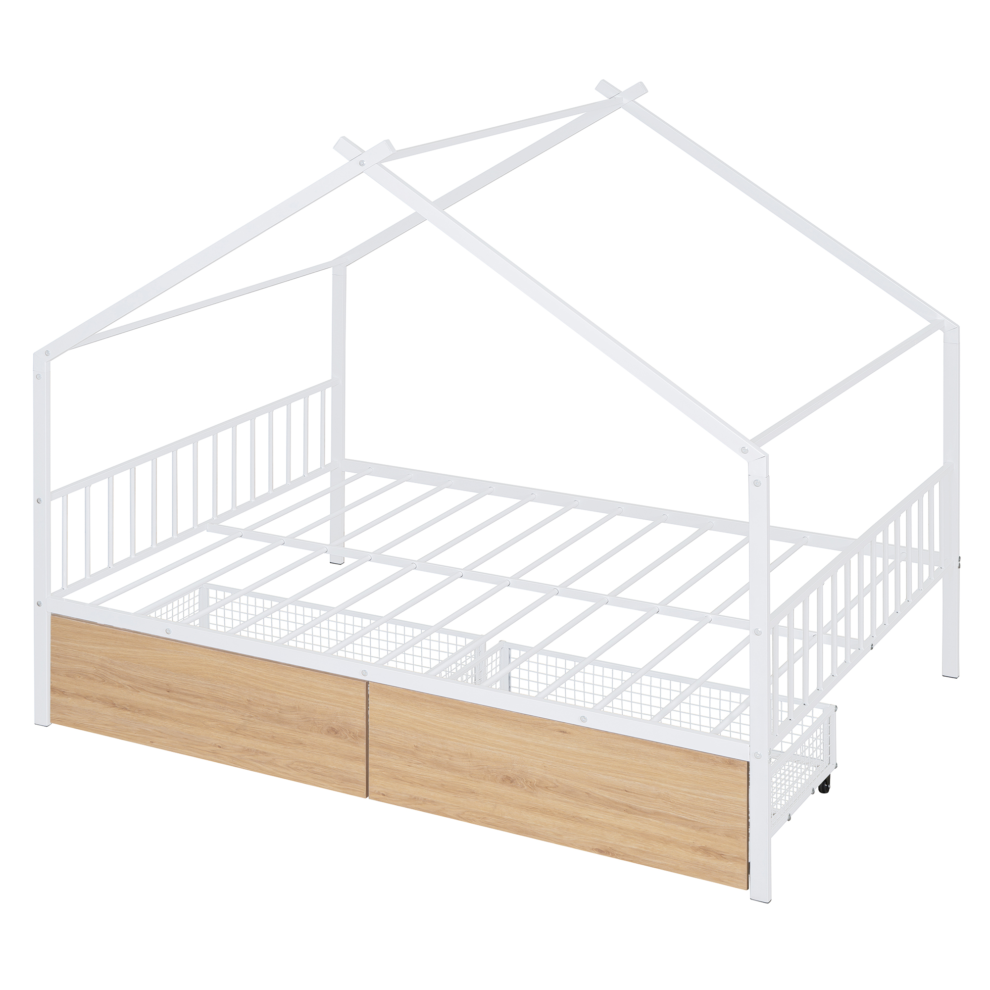 Full Size Metal House Bed with Two Drawers 7 Full Size Metal House Bed with Two Drawers