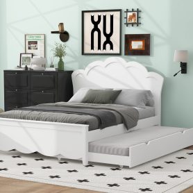 Full Size Wood Platform Bed with Headboard and Twin Size Trundle 23 Full Size Wood Platform Bed with Headboard and Twin Size Trundle