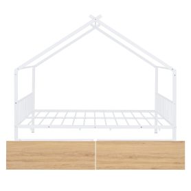 Full Size Metal House Bed with Two Drawers 18 Full Size Metal House Bed with Two Drawers