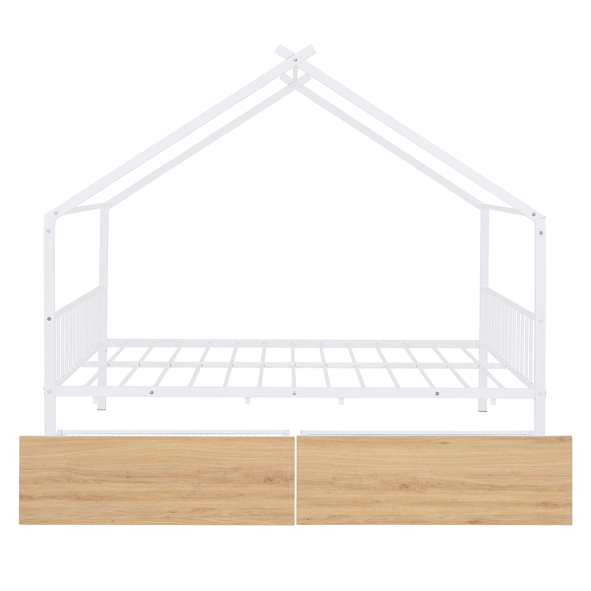 Full Size Metal House Bed with Two Drawers 6 Full Size Metal House Bed with Two Drawers