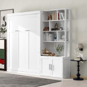 Full Size Murphy Bed with Multiple Storage Shelves and A Cabinet 26 Full Size Murphy Bed with Multiple Storage Shelves and A Cabinet