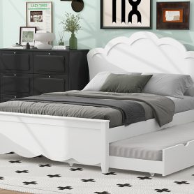 Full Size Wood Platform Bed with Headboard and Twin Size Trundle 27 Full Size Wood Platform Bed with Headboard and Twin Size Trundle