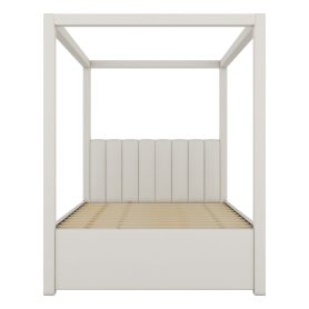 Full Size Upholstery Canopy Platform Bed with Trundle and Three Storage Drawers