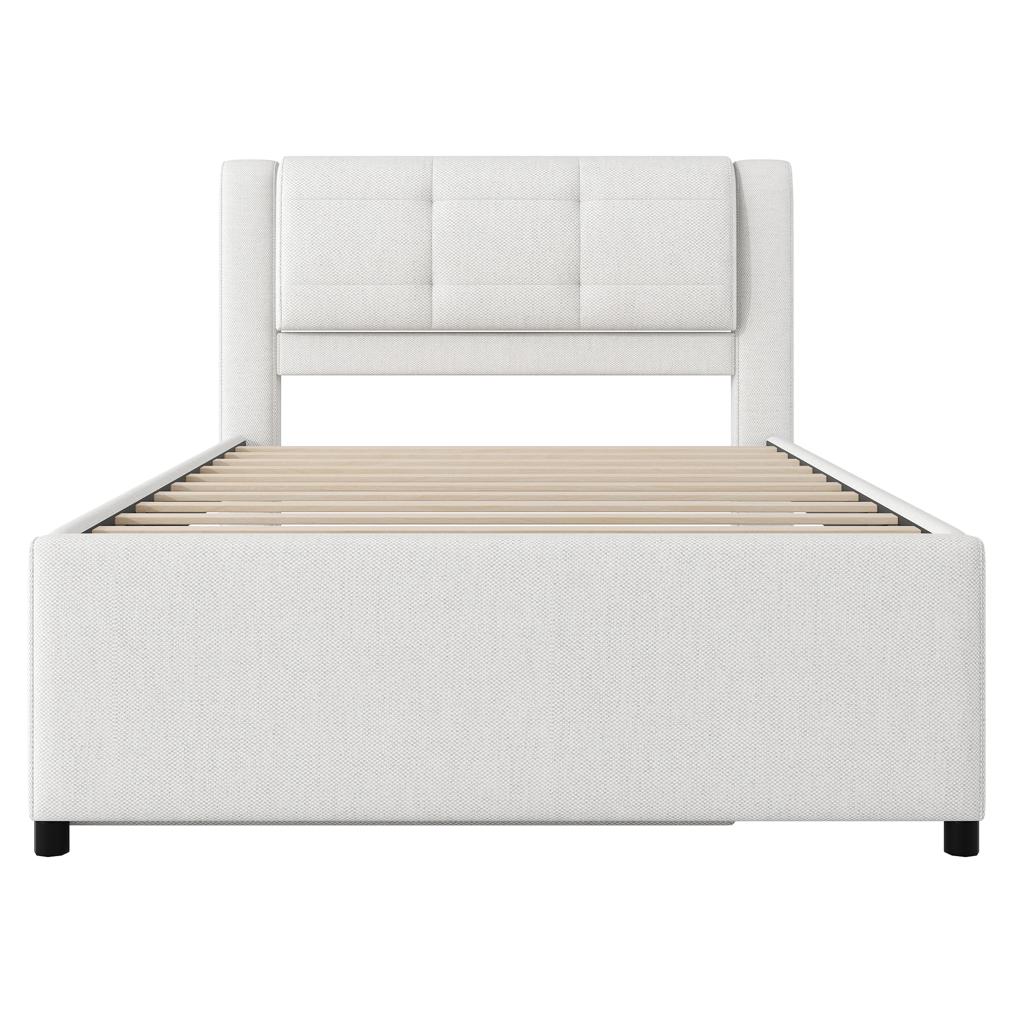 Full Size Upholstery Platform Bed With Trundle, Trundle Can Be Flat Or Erected 19 Full Size Upholstery Platform Bed With Trundle, Trundle Can Be Flat Or Erected