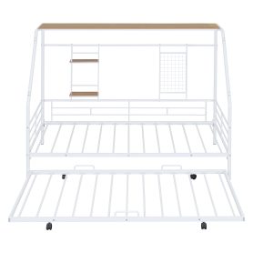 Full Size Metal House Bed With Trundle