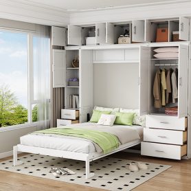 Full Size Murphy Bed With Lockers And Wardrobes