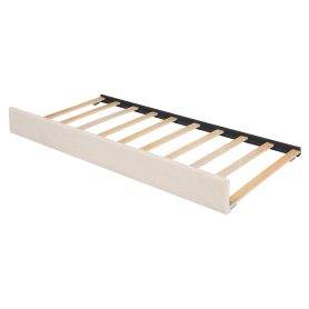 Teddy Fleece Twin Size Upholstered Platform Bed with Trundle