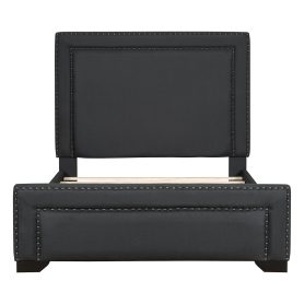 Queen Size Upholstered Bed With Wooden Slats Support