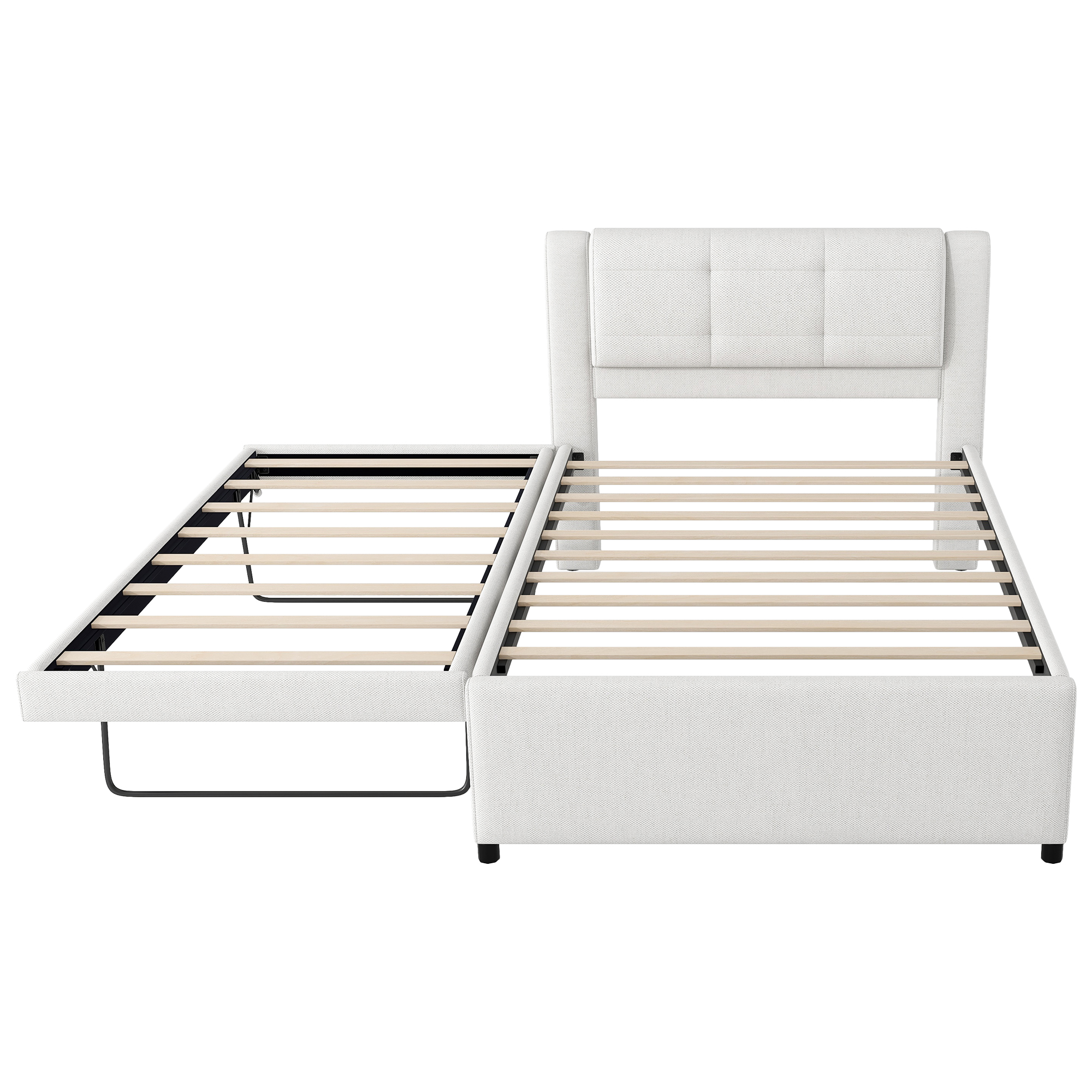 Full Size Upholstery Platform Bed With Trundle, Trundle Can Be Flat Or Erected 13 Full Size Upholstery Platform Bed With Trundle, Trundle Can Be Flat Or Erected