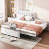 Full Size Upholstery Platform Bed With Trundle, Trundle Can Be Flat Or Erected
