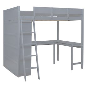 Full Size Loft Bed with Ladder, Desk and Shelf