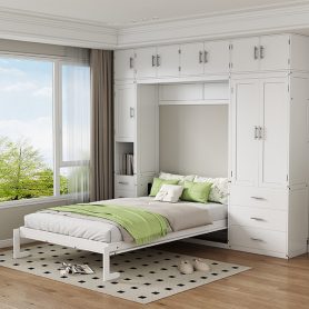 Full Size Murphy Bed With Lockers And Wardrobes