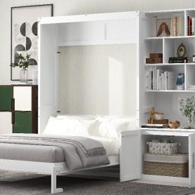 Full Size Murphy Bed with Multiple Storage Shelves and A Cabinet 29 Full Size Murphy Bed with Multiple Storage Shelves and A Cabinet