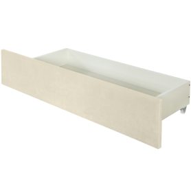 Queen Size Upholstered Platform Bed with 2 Drawers and 1 Double Trundle, Classic Metal Strip Headboard Design