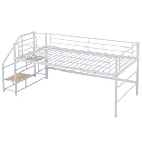 Mid Loft Bed With Storage Stairs, Twin Size