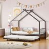 Twin Size Metal House Bed with Twin Size Trundle 2 Twin Size Metal House Bed with Twin Size Trundle