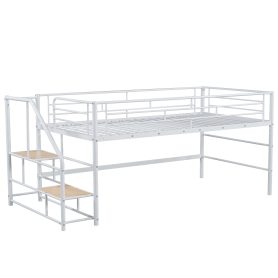 Mid Loft Bed With Storage Stairs, Twin Size