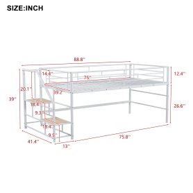 Mid Loft Bed With Storage Stairs, Twin Size