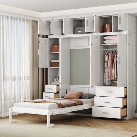 Twin Size Murphy Bed with Lockers and Wardrobes 31 Twin Size Murphy Bed with Lockers and Wardrobes