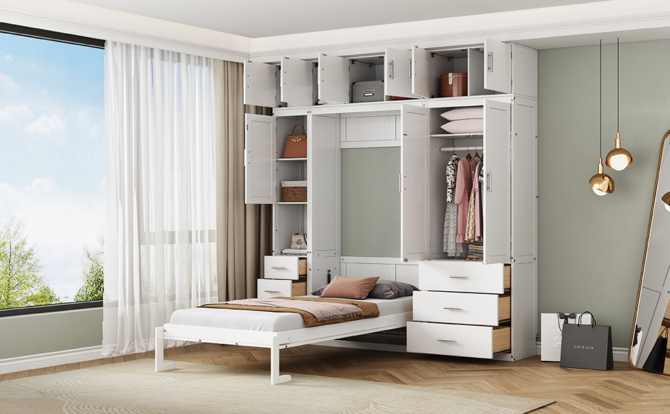 Twin Size Murphy Bed with Lockers and Wardrobes 9 Twin Size Murphy Bed with Lockers and Wardrobes