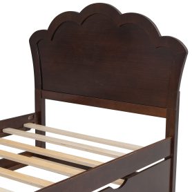 Twin Size Wood Platform Bed with Headboard and Twin Size Trundle