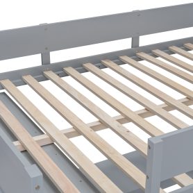 Full Size Loft Bed with Ladder, Desk and Shelf