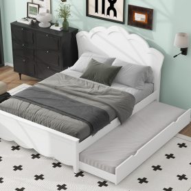 Full Size Wood Platform Bed with Headboard and Twin Size Trundle 24 Full Size Wood Platform Bed with Headboard and Twin Size Trundle