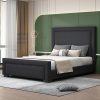 Queen Size Upholstered Bed With Wooden Slats Support