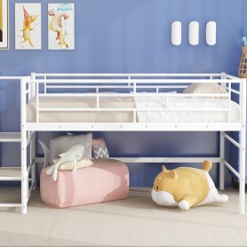 Mid Loft Bed With Storage Stairs, Twin Size