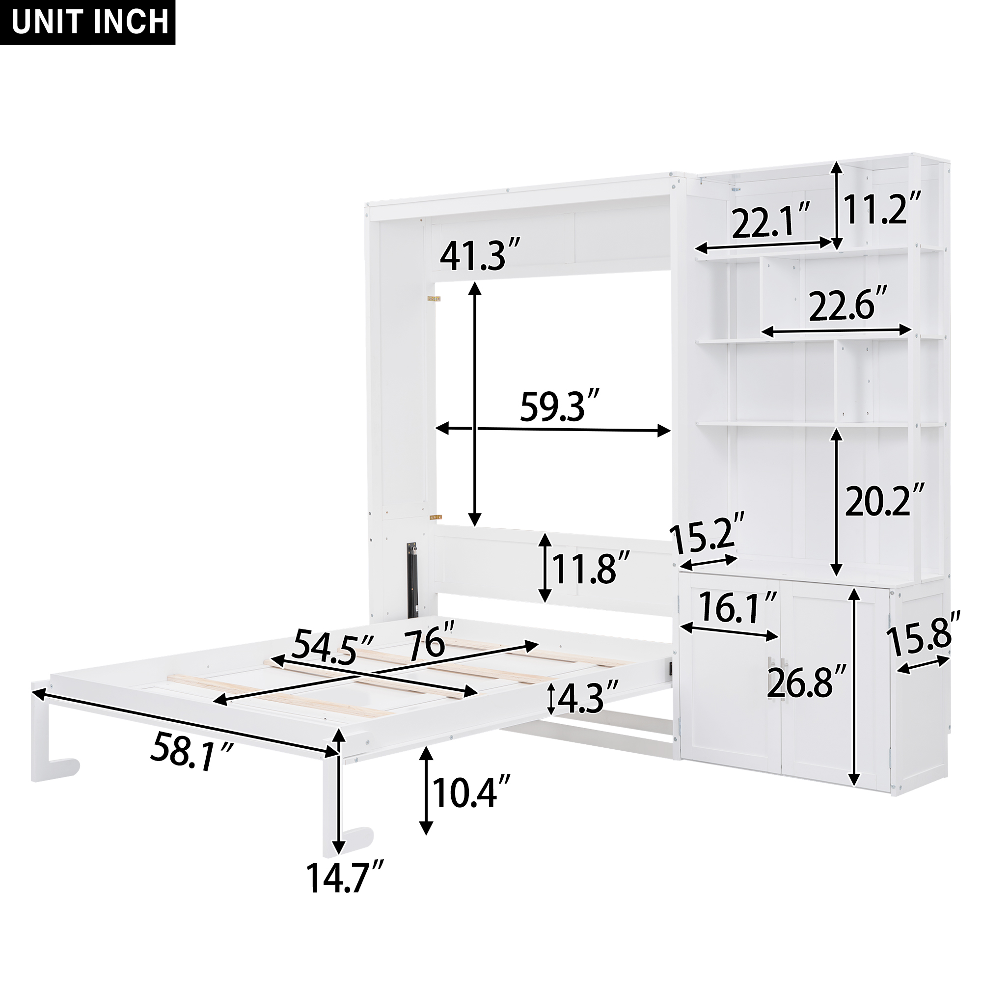 Full Size Murphy Bed with Multiple Storage Shelves and A Cabinet 11 Full Size Murphy Bed with Multiple Storage Shelves and A Cabinet