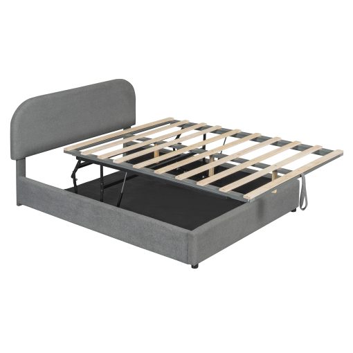 Teddy Fleece Full Size Upholstered Platform Bed with Hydraulic Storage System