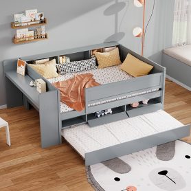 Multi-functional Daybed With Drawers Andtrundle,  Headboard Storage And Tables
