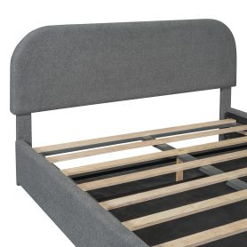 Teddy Fleece Queen Size Upholstered Platform Bed with Hydraulic Storage System