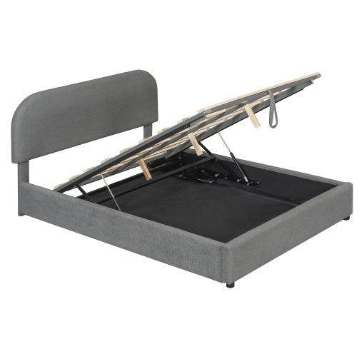 Teddy Fleece Full Size Upholstered Platform Bed with Hydraulic Storage System