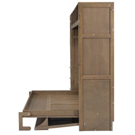 Full Size Murphy Bed with Wardrobe, Drawers and Open Shelves