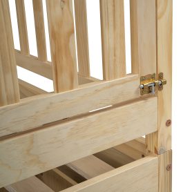 Full Size Wood Daybed with Fence Guardrails and 2 Drawers, Split into Independent Floor Bed & Daybed