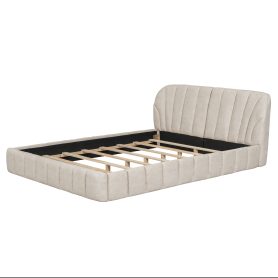 Queen Size Upholstered Platform Bed with Thick Fabric, Polyester
