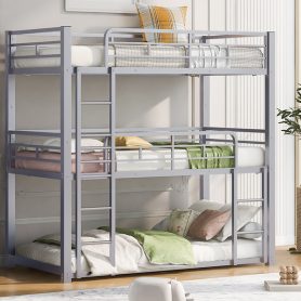 Metal Twin Size Triple Bunk Bed with Ladder