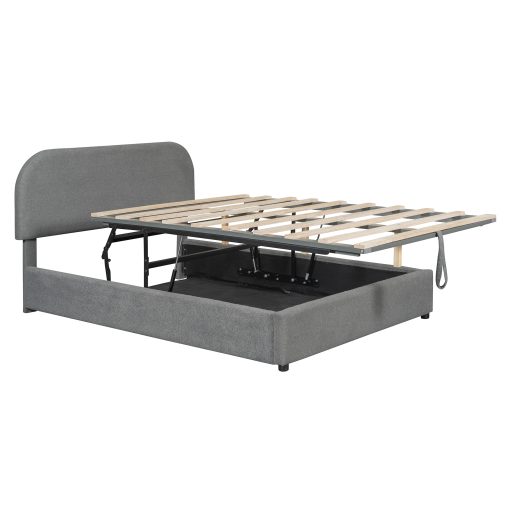 Teddy Fleece Full Size Upholstered Platform Bed with Hydraulic Storage System