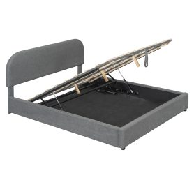 Teddy Fleece Queen Size Upholstered Platform Bed with Hydraulic Storage System