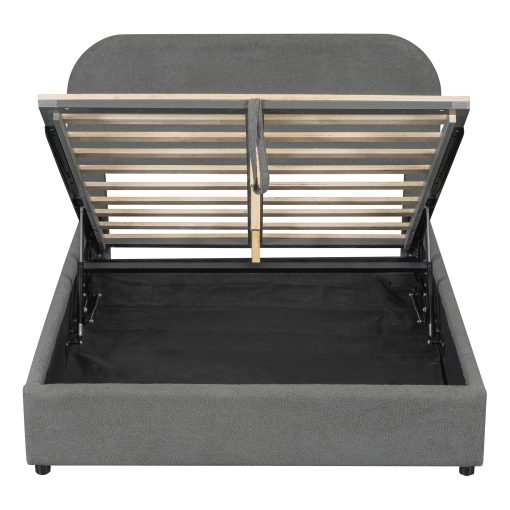 Teddy Fleece Full Size Upholstered Platform Bed with Hydraulic Storage System