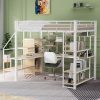 Full Size Metal Loft Bed with Storage Staircase and Small Wardrobe, Built-in Desk and Storage Shelves 2 Full Size Metal Loft Bed with Storage Staircase and Small Wardrobe, Built-in Desk and Storage Shelves