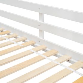 Twin over Twin House Bunk Bed with Roof , Window, Door , Safety Guardrails and Ladder