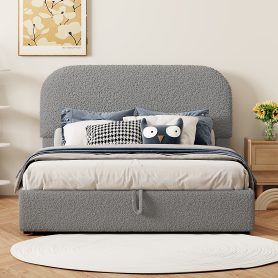 Teddy Fleece Full Size Upholstered Platform Bed with Hydraulic Storage System 26 Teddy Fleece Full Size Upholstered Platform Bed with Hydraulic Storage System
