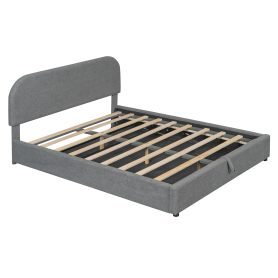 Teddy Fleece Queen Size Upholstered Platform Bed with Hydraulic Storage System
