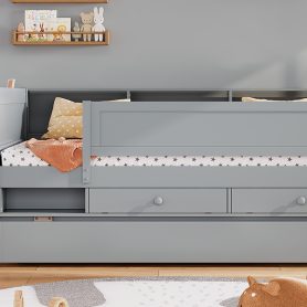 Multi-functional Daybed With Drawers Andtrundle,  Headboard Storage And Tables